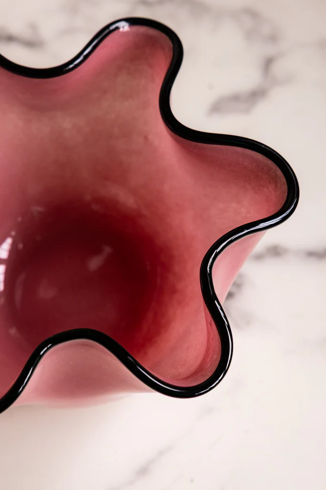 Pink Wavy Decorative Glass Bowl - Image 2