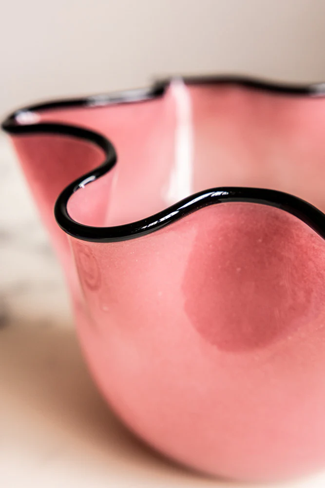 Pink Wavy Decorative Glass Bowl - Image 4