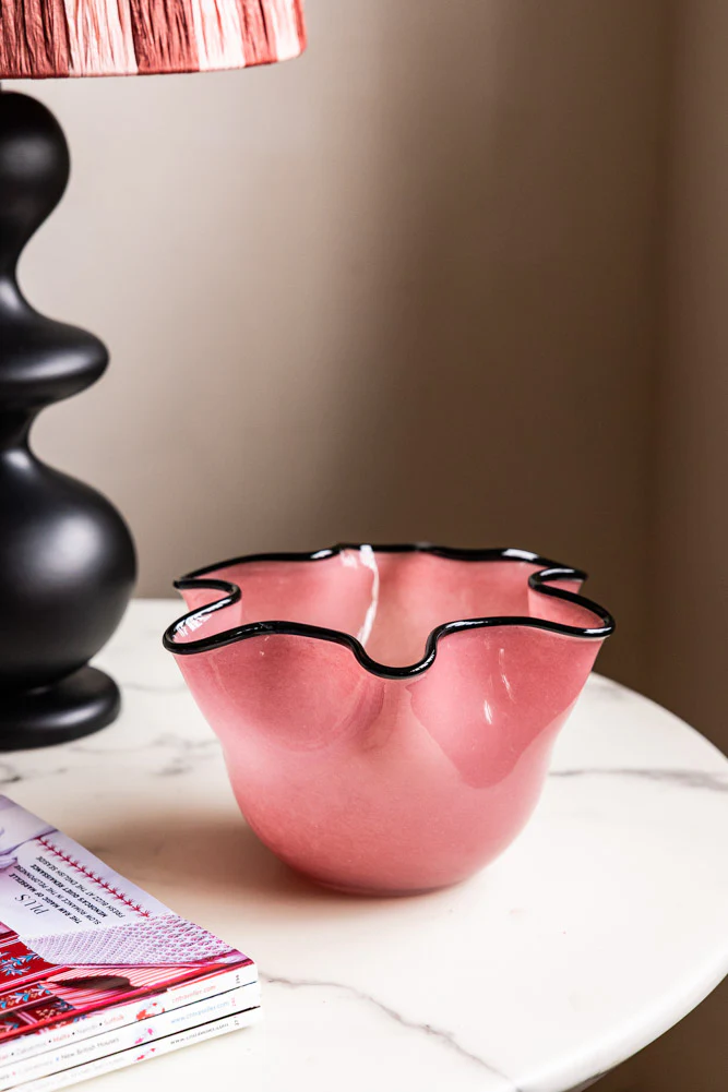 Pink Wavy Decorative Glass Bowl - Image 5