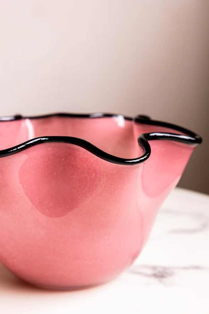 Pink Wavy Decorative Glass Bowl - Image 6