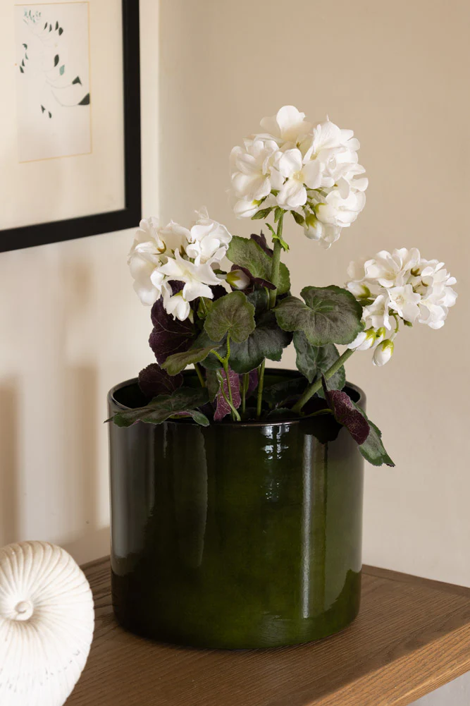 Potted Faux White Geranium - Image 4