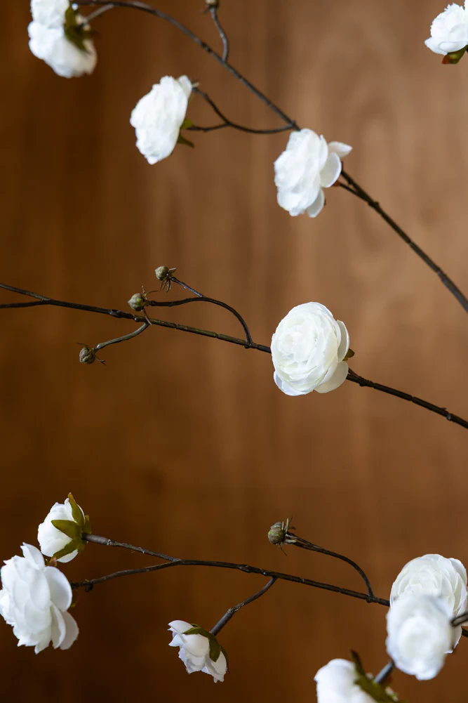 Pretty Faux Ranunculous Stem in White