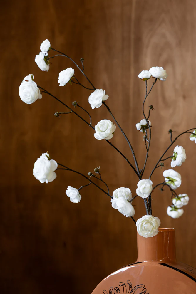 Pretty Faux Ranunculous Stem in White - Image 2