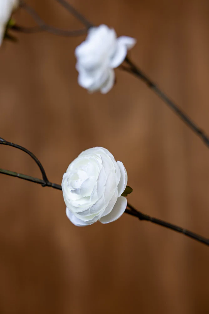 Pretty Faux Ranunculous Stem in White - Image 3