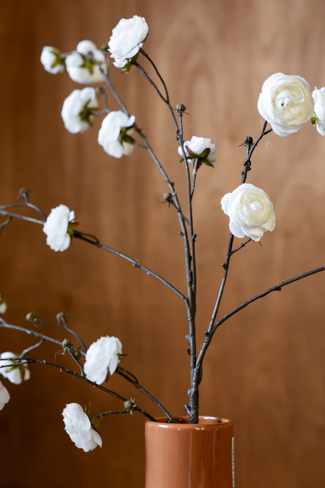 Pretty Faux Ranunculous Stem in White - Image 4