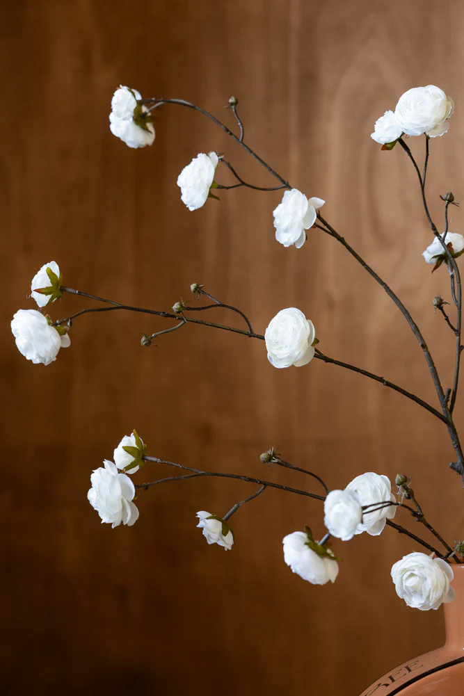 Pretty Faux Ranunculous Stem in White - Image 5