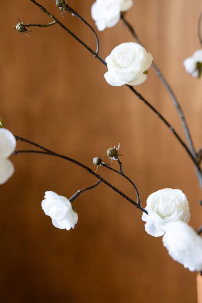 Pretty Faux Ranunculous Stem in White - Image 6