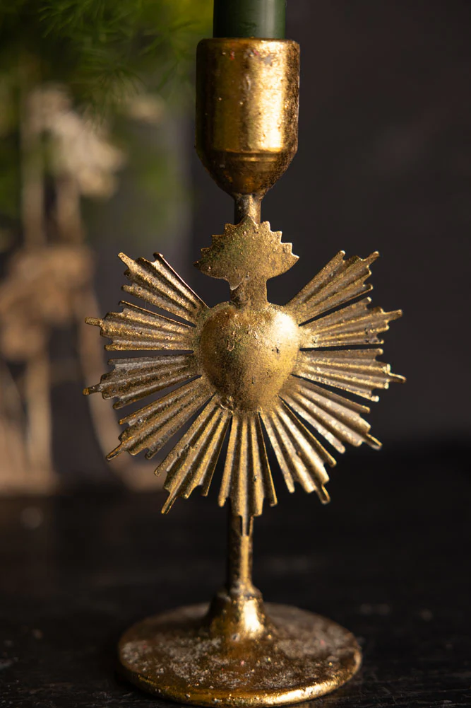 Pretty Gold Milagro Heart Candle Holder - Image 5