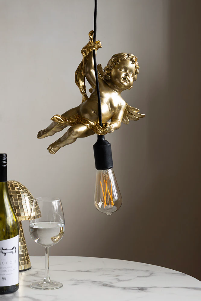 Quirky Gold Cherub Ceiling Pendant Light - Image 2