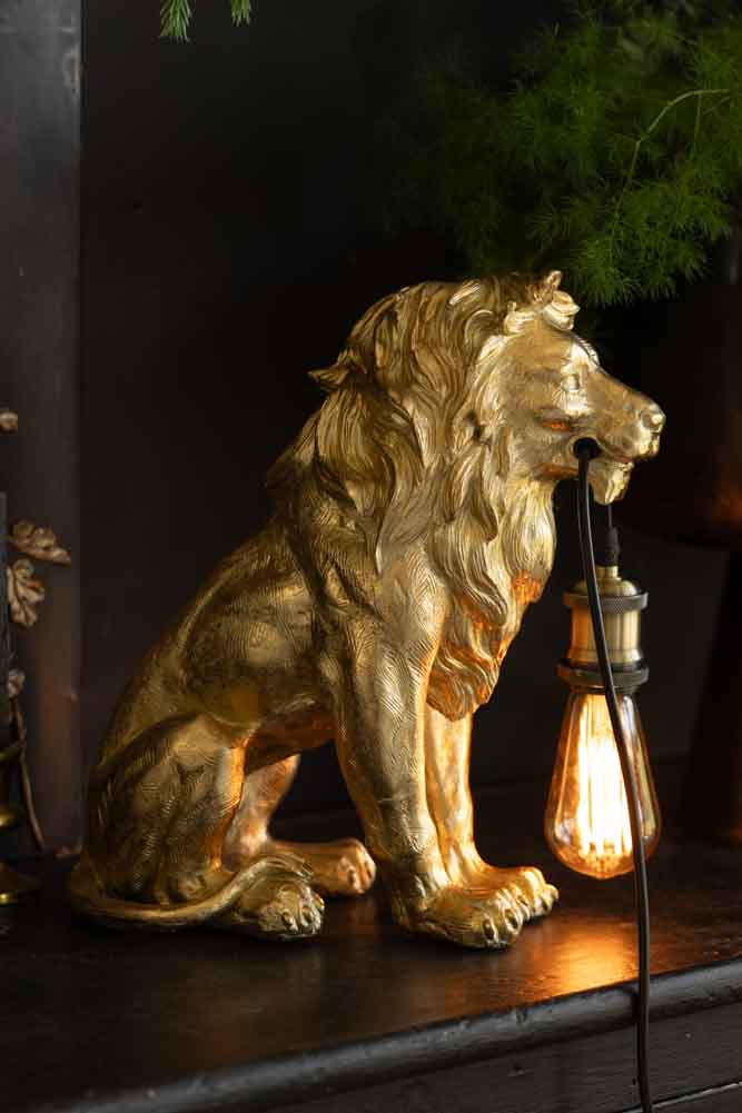 Quirky Gold Lion Lamp