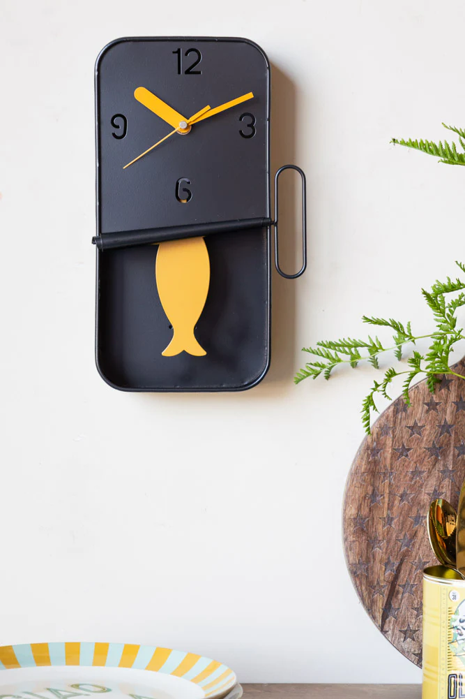 Quirky Sardine Tin Pendulum Wall Clock - Image 3