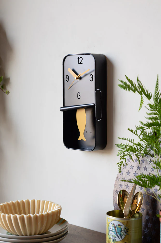 Quirky Sardine Tin Pendulum Wall Clock - Image 5