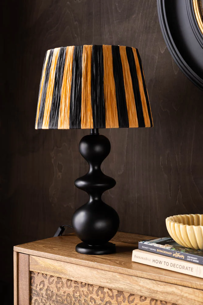 Raffia Black & Natural Stripe Easyfit Lampshade