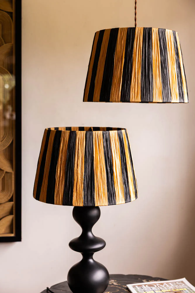 Raffia Black & Natural Stripe Easyfit Lampshade - Image 4
