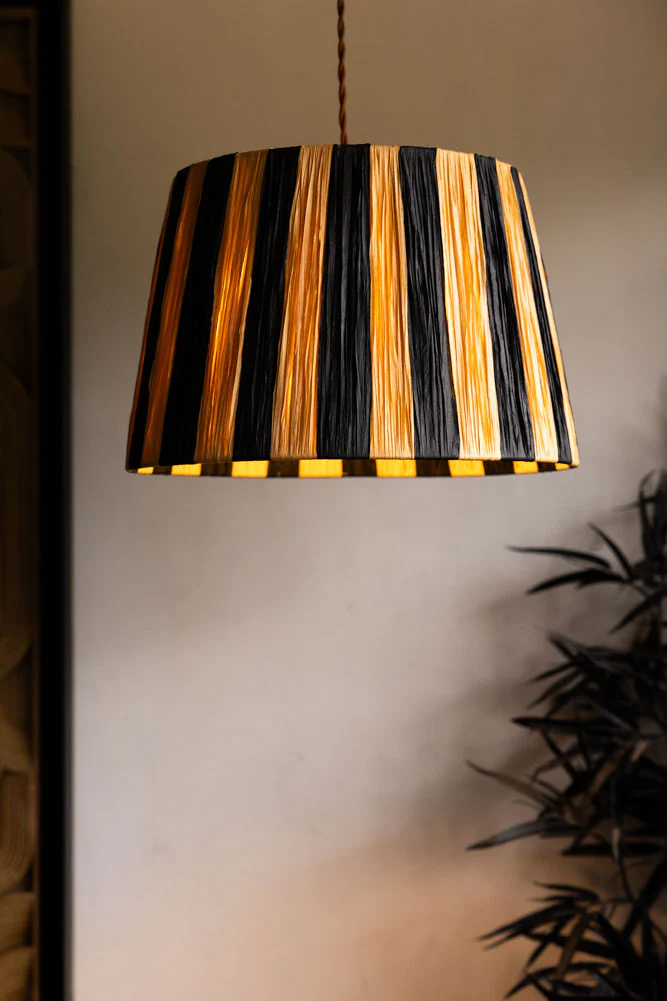Raffia Black & Natural Stripe Easyfit Lampshade - Image 5
