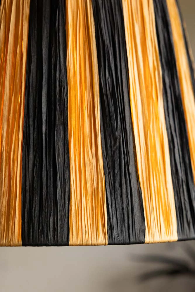 Raffia Black & Natural Stripe Easyfit Lampshade - Image 6