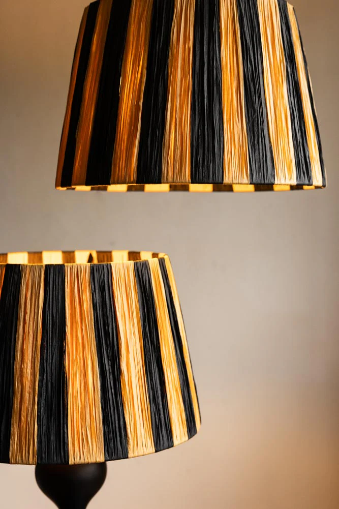Raffia Black & Natural Stripe Easyfit Lampshade - Image 7