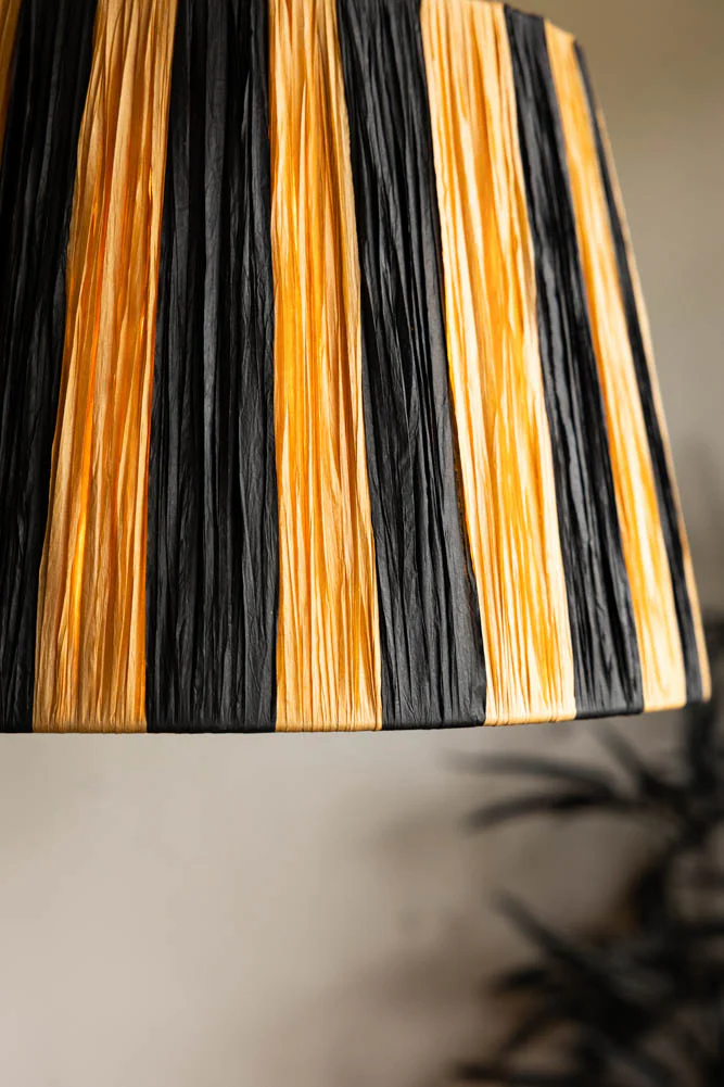 Raffia Black & Natural Stripe Easyfit Lampshade - Image 8