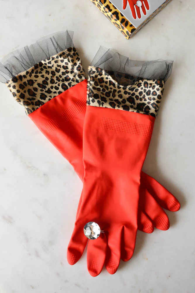 Red Leopard Print Washing-up Gloves - Image 4