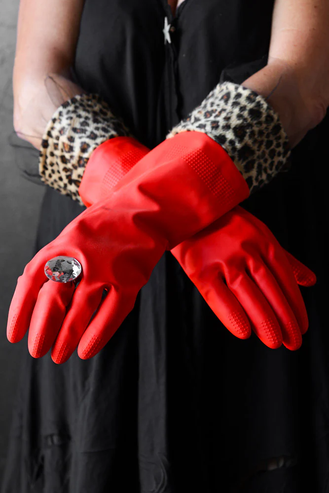 Red Leopard Print Washing-up Gloves - Image 6