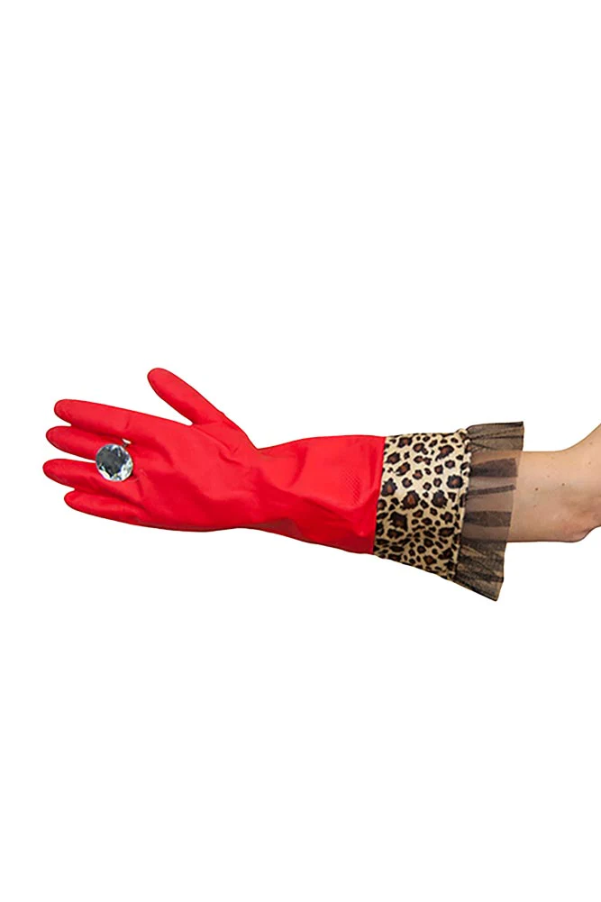 Red Leopard Print Washing-up Gloves - Image 7