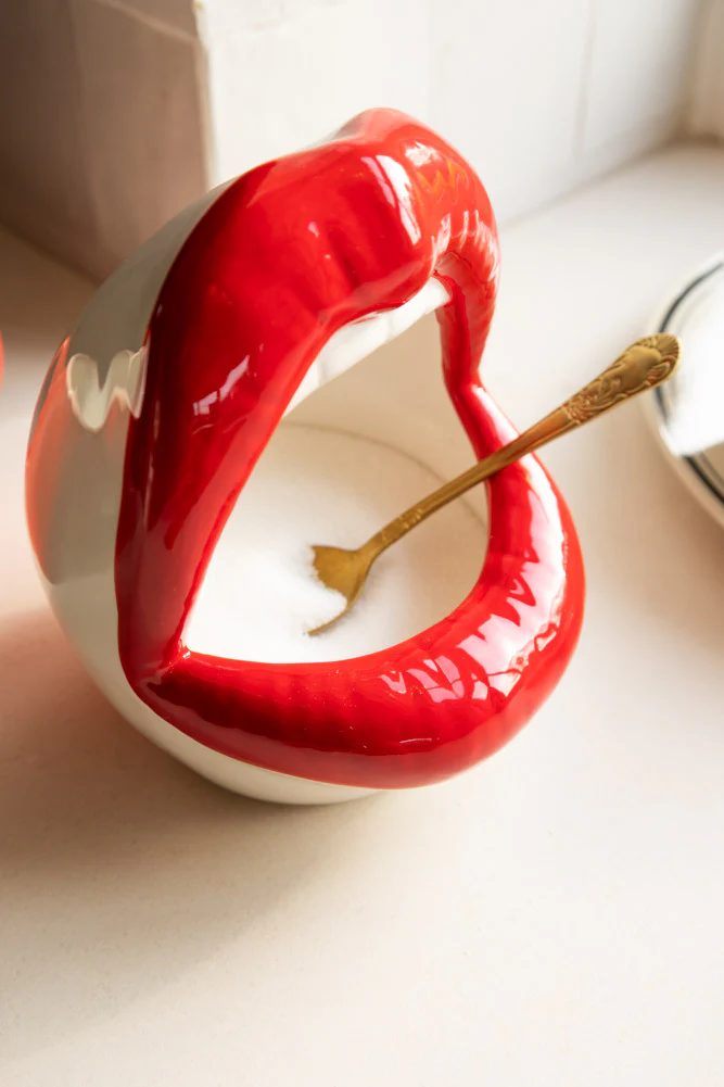 Red Lips Open Mouth Storage Jar / Salt Pig - Image 4