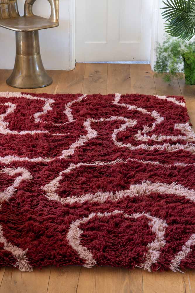 Red & Pink Swirl Berber Rug - Available in 5 Sizes - Image 3