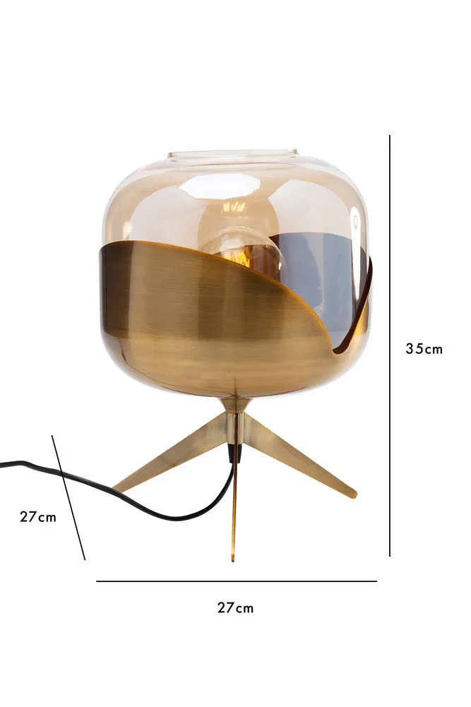 Retro Golden Glass Tripod Table Lamp - Image 9