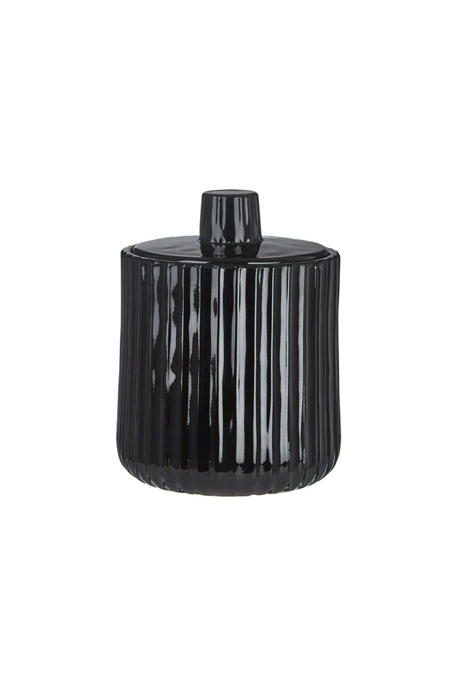 Ribbed Black Glass Storage Canister - Image 5
