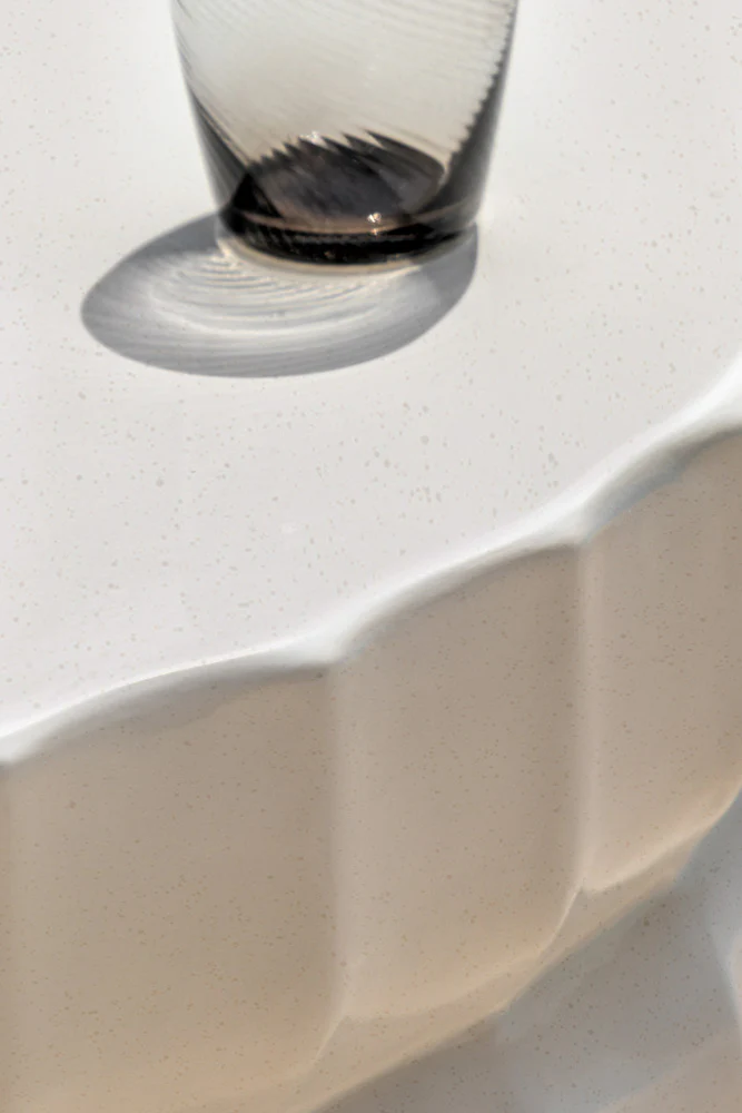 Ribbed Edge Round Coffee Table In Ivory - Image 3