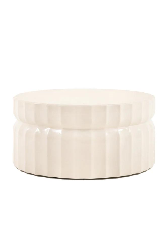Ribbed Edge Round Coffee Table In Ivory - Image 5