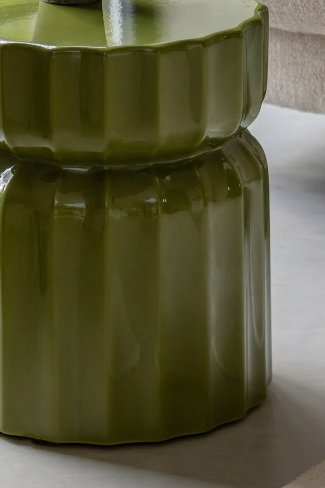 Ribbed Edge Round Side Table in Green Glaze - Image 5