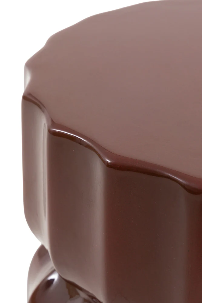 Ribbed Edge Round Side Table in Rust Glaze - Image 8