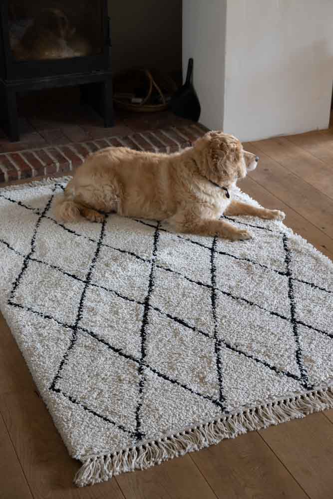 Rocco Cream & Black Diamond Rug - 3 Sizes Available - Image 4