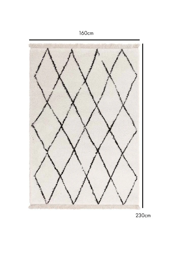 Rocco Cream & Black Diamond Rug - 3 Sizes Available - Image 7