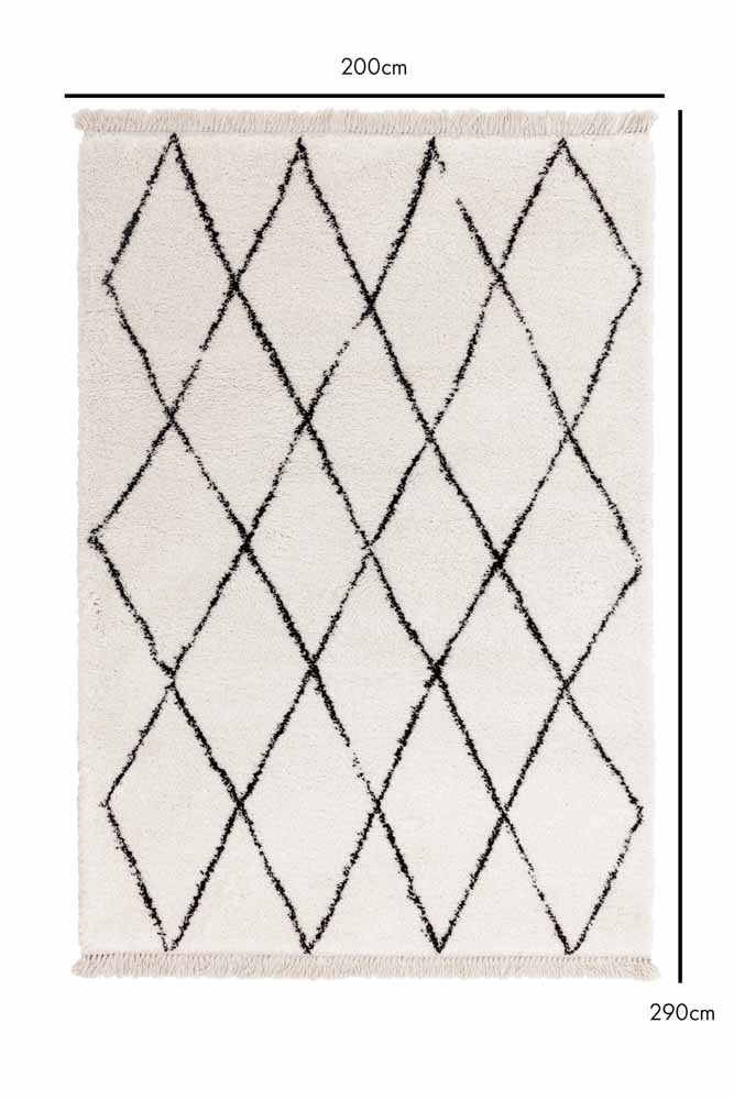 Rocco Cream & Black Diamond Rug - 3 Sizes Available - Image 8