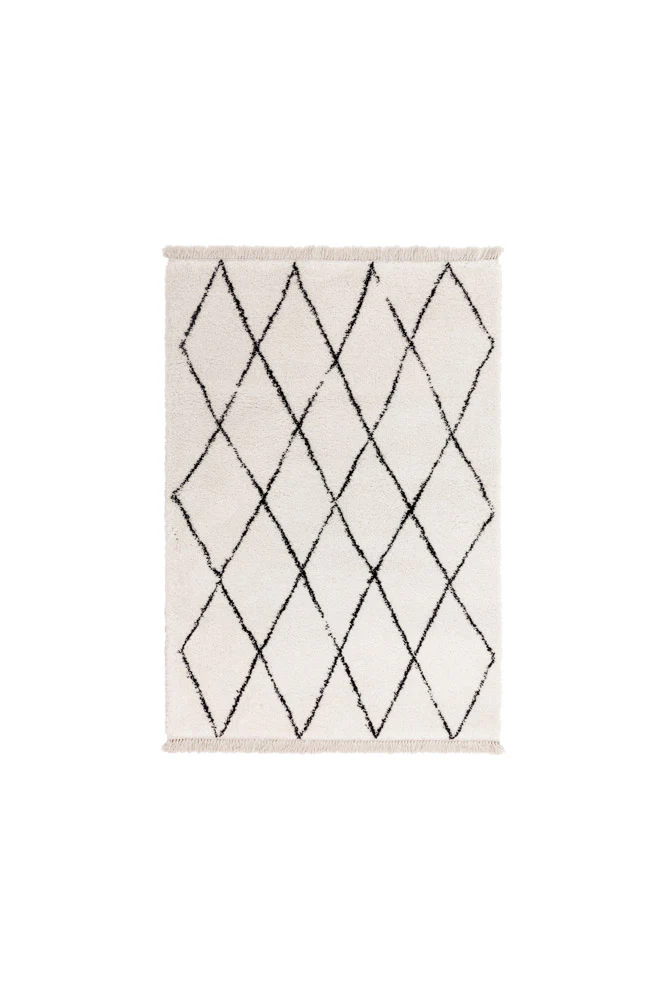 Rocco Cream & Black Diamond Rug - 3 Sizes Available - Image 9
