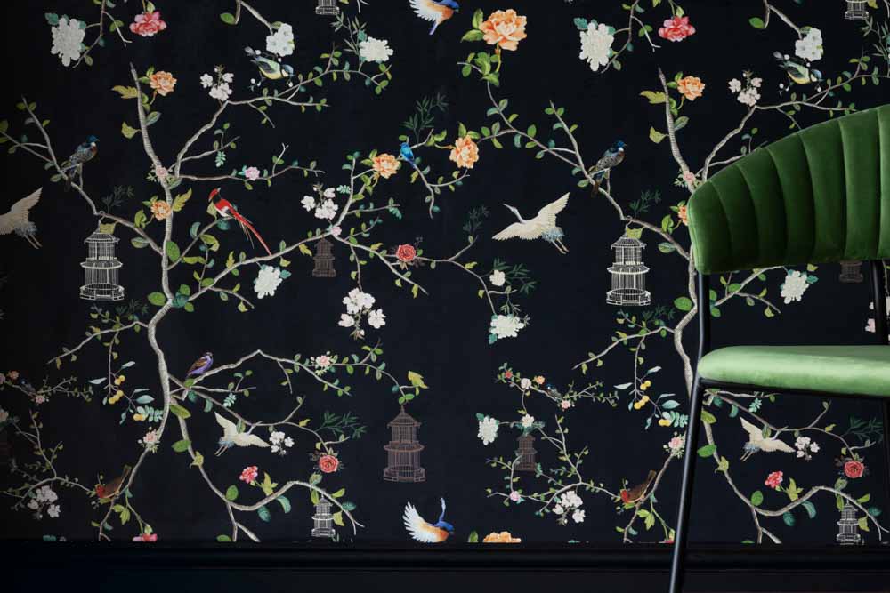 Rockett St George Modern Chinoiserie Black Ink Wallpaper - Image 21