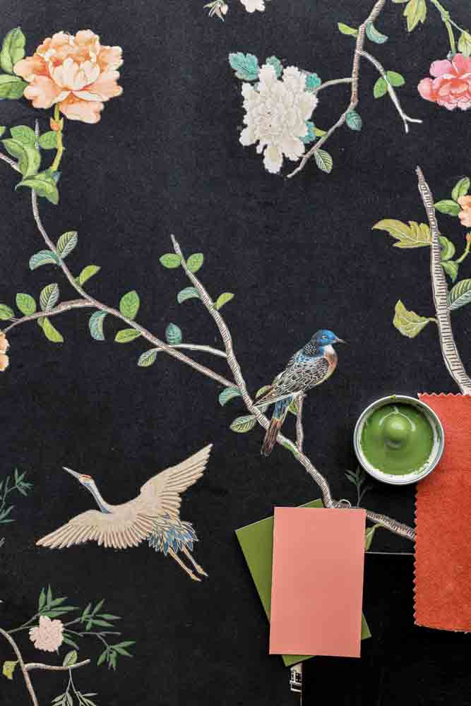 Rockett St George Modern Chinoiserie Black Ink Wallpaper - Image 6