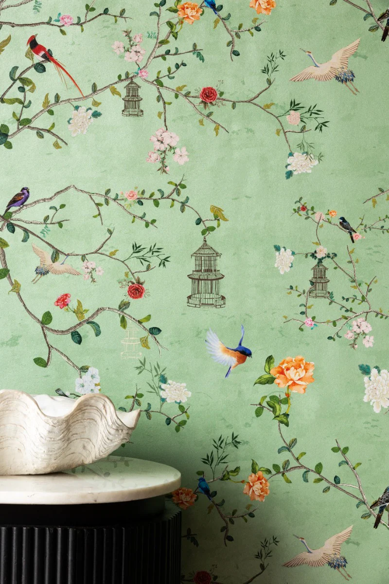 Rockett St George Modern Chinoiserie Green Tea Wallpaper - Image 7