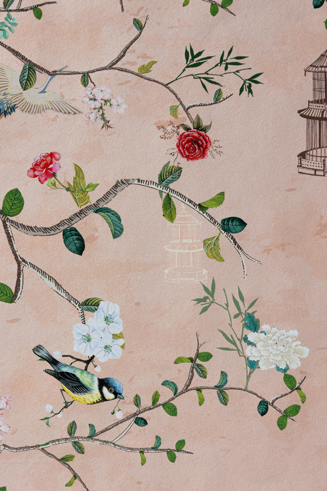 Rockett St George Modern Chinoiserie Watermelon Blush Wallpaper - Image 13