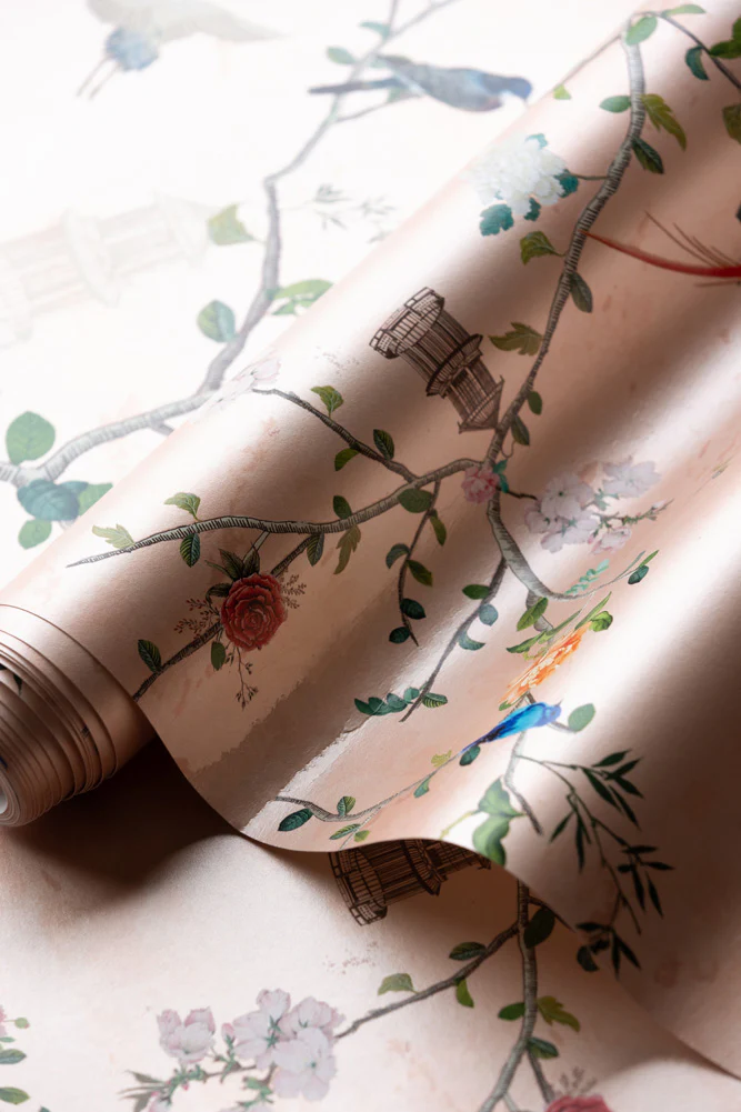 Rockett St George Modern Chinoiserie Watermelon Blush Wallpaper - Image 6