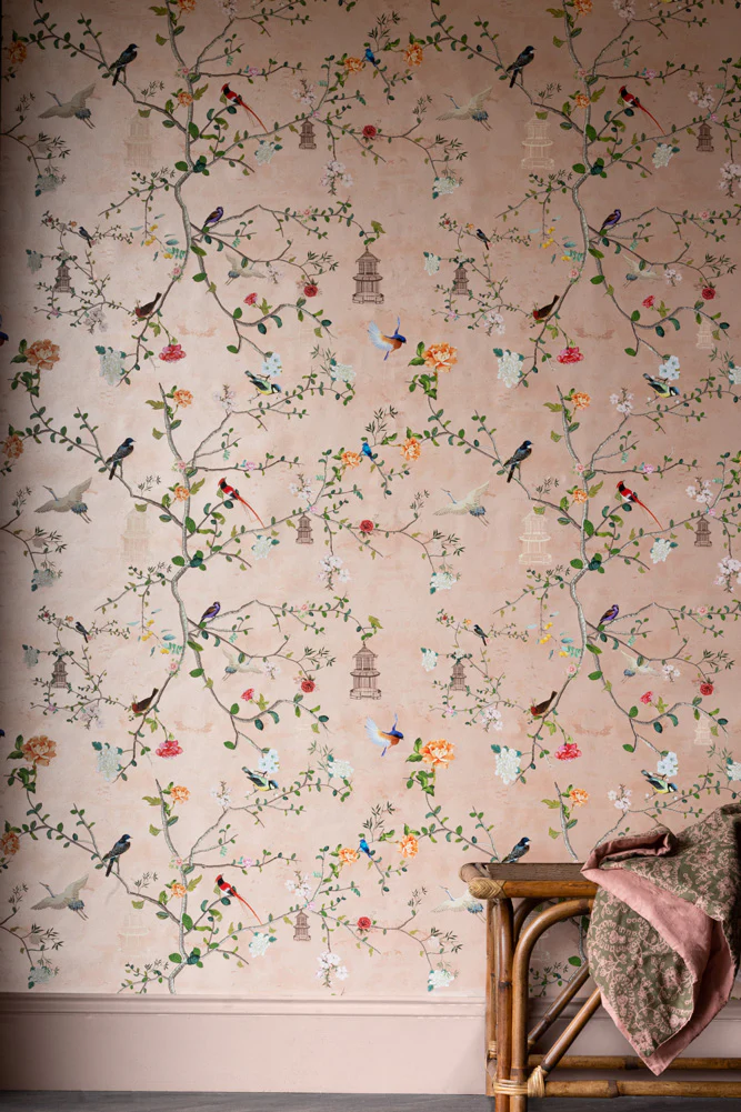 Rockett St George Modern Chinoiserie Watermelon Blush Wallpaper - Image 9