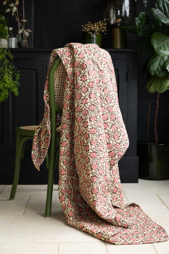 Rose Pink Floral Cotton Quilt