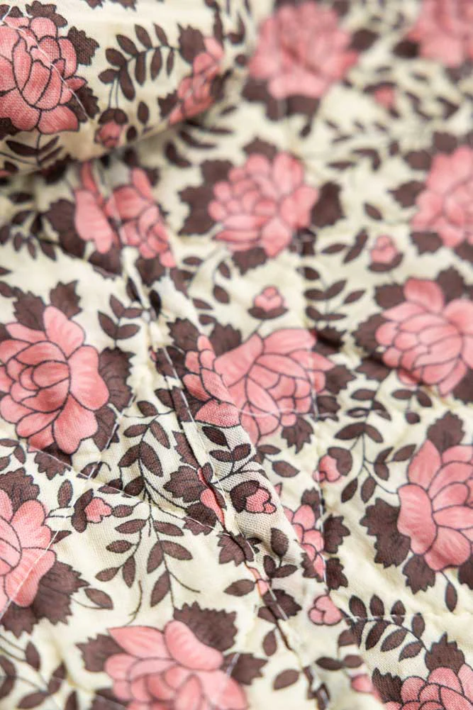 Rose Pink Floral Cotton Quilt - Image 5