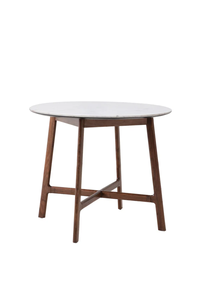 Round Acacia & Marble Dining Table - Image 5