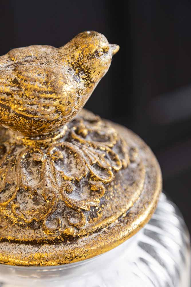 Round Antique Bird Decorative Glass Jar - Image 5