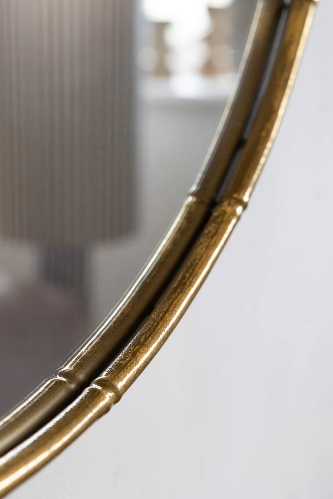 Round Antique Gold Wall Mirror - Image 2