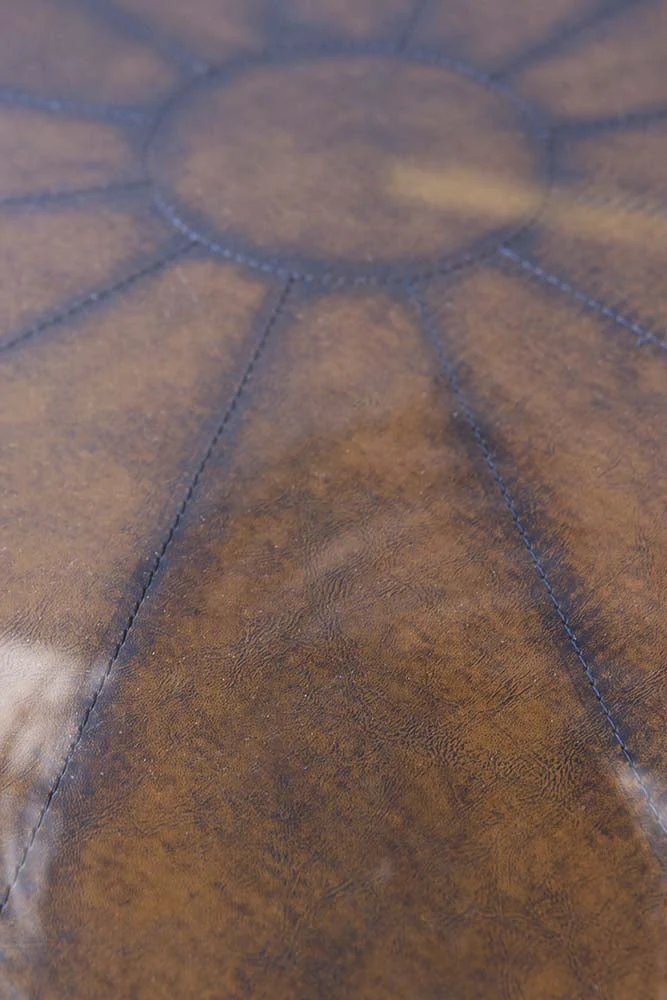 Round Leather Dining Table With Glass Top - Image 3