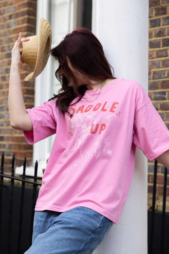 Saddle Up Pink Cowboy T-Shirt - Available in 6 Sizes - Image 3